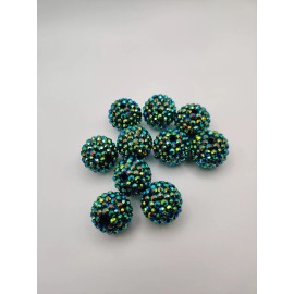 20mm - AB-Color Resin Rhinestone Bubblegum Beads -Yellow/Green/