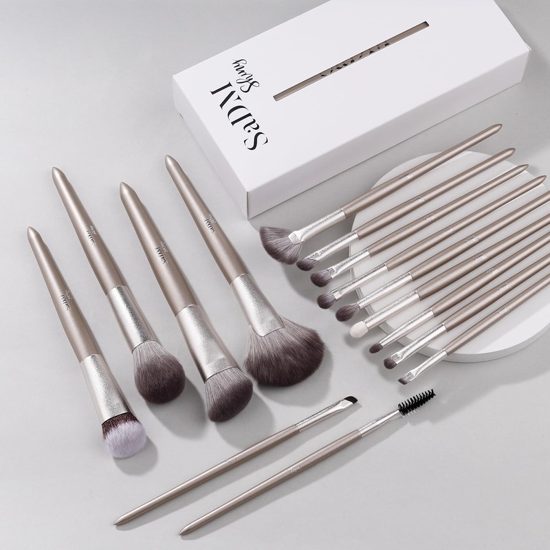 SaDM Shiny 15-Piece Professional Makeup Brush Set – Complete Collection
