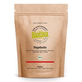 Biotiva Organic Rose Hip Powder, 250 g, EU Harvest, Freshly Ground from Whole Rose Hips in Germany, Bottled and Controlled in Germany (DE-ÖKO-005)