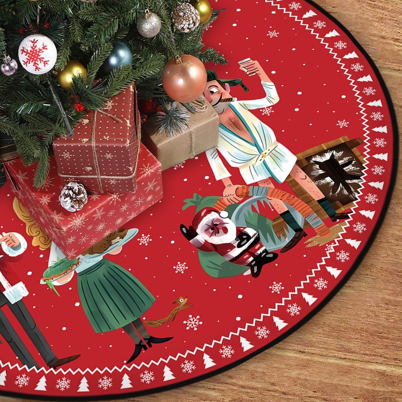 Funny Christmas Tree Skirt 48'' Happy Xmas Tree Collar Winter