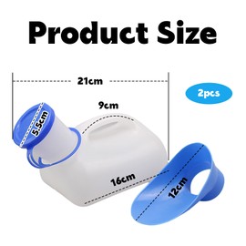 Orssmigs 2 x 1000 ml Urine Bottles for Men Women with Lid, Pee Bottle for Men, Portable Toilets Urinals, Leak-proof Urinary Chamber, for Children, Adults, Travel, Emergency, Bed, Camping