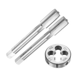 sourcing map 3pcs Metric Hand Tap and Die Set, M11 x 1 Taper/Plug Thread Taps & Round Die, Hand Threading Tapping Tool Kit for Thread Repair