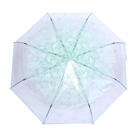 Clear Cherry Blossoms Umbrella, Portable Windproof Waterproof Fold Umbrella Manual Open Type Umbrella with Strong Alloy Handle for Men and Women of All Ages (Light Green)