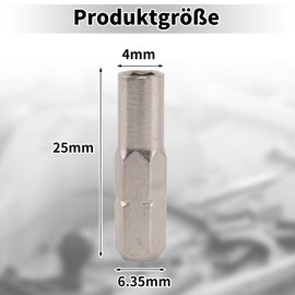 Wjelet 2 Pieces Hex Screwdriver Inserts, 6.35 to 4 mm Adapter Magnetic Sleeve, 1/4 Inch Nickel Plated Magnetic Bit Adapter, 1/4 Hex Converter for Micro Bits Shape 4 mm (Silver)