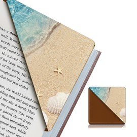 ADUQLZUX Leather Corner Bookmark, Funny Book Marks for Book Lovers, Cute Book Marker Clip Book Accessories for Women Men Summer Beach