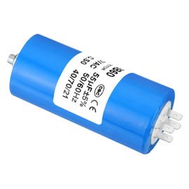 YOKIVE 55uF CBB60 Capacitor with 4 Pins Screw, AC 250V(Blue, 106 x 50mm)