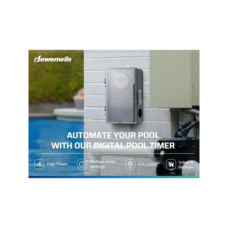 DEWENWILS Pool Pump Timer, Outdoor Digital Timer Box 2HP 40A