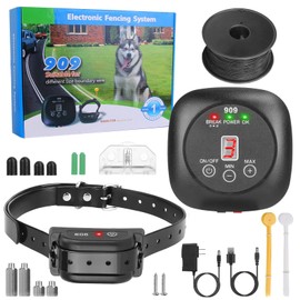 KOCASO Electric Dog Fence Dog Fence System Pet Containment System with 1 Receiver Collars IPX8 Waterproof 9 Adjustable LevelsRechargeable Underground Fence for Small Medium Large Dog