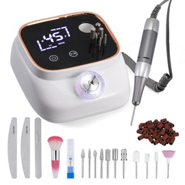 GJCrafts Electric Nail Cutter with 45,000 RPM - LCD Display, 56 Sanding Belts, 11 Drills, USB Charging Station, Electric Nail Cutter for Manicure & Pedicure, Ideal for Professionals & Beginners