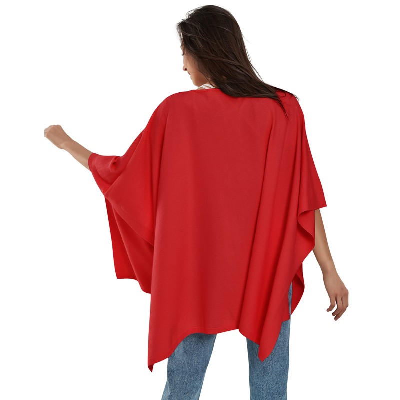 PULI Women's Pullover Poncho Elegant Viscose Knitted Loose Fitting Poncho