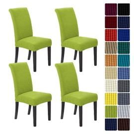 Howhic Chair Covers for Dining Room Set of 4, Stretchy Dining Chair Covers, Textured Jacquard Kitchen Chair Slipcovers, Classy Decor for Home and Banquet (Apple Green, 4 Pack)
