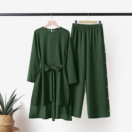 Abaya Kaftans for Women Modern Elegant Dubai Caftan Arabic Party Wear Beach Kaftan Dress Top Wide Leg Pants Prayer Clothes For Muslim Women Muslim Clothes Eid Ramadan Outfit Dark Green C L