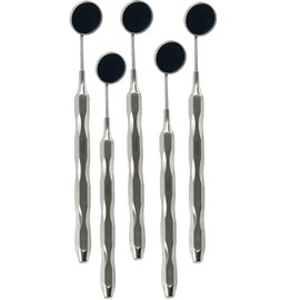 5 Count Silver Stainless Steel Hollow Handle Dental Mouth Mirror #5 for Teeth and Mouth Examinations, Oral Care Handpieces - German Steel