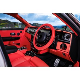 Evankin Red Leather Steering Wheel Cover, Comfortable and Soft Solid Color Universal Steering Wheel Cover 15 inch, Suitable for Most Cars (Red) Valentine's Day