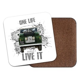 Defender Farmers Green Truck Coaster - Rugged Off-Road 90 110 130 British Hybrid V8 4X4 Urban Rural Classic Automotive Evolution Suv Adventure Gift Present (White)