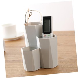 ABOOFAN 2 Pcs Plastic Storage Canister Brush Holder Stackable Storage Box Makeup Brush Holder Beauty Storage Grey