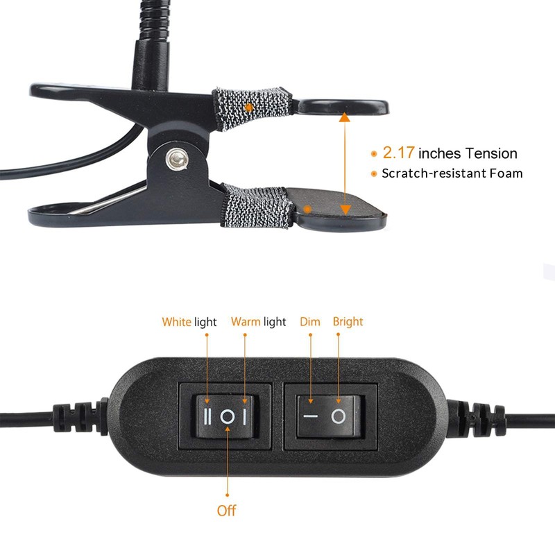 LEPOWER Clip on Light/Reading Lights/Book Light/Desk Lamp Color Changeable/Night Lights