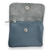 Women's Small Leather Wallet with Coin Compartment and Button Mini