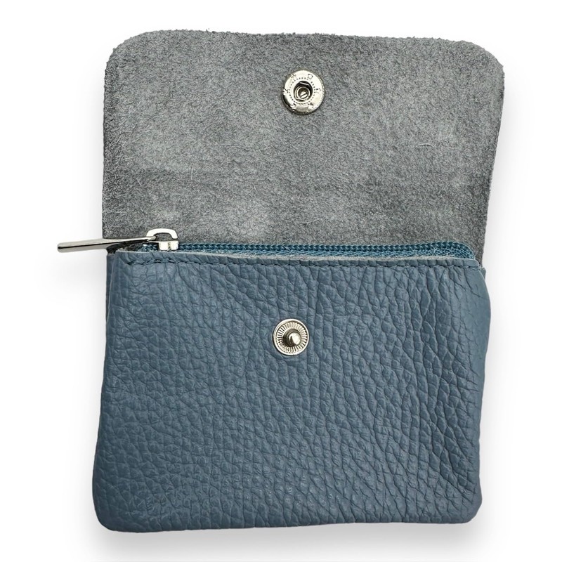 Women's Small Leather Wallet with Coin Compartment and Button Mini