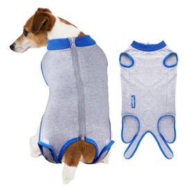 COMFPET Dog Bodysuit After Surgery with Zip, Dog Bodysuit After Castration Male , Breathable Bodysuit for Dogs After Op, Anti-Wound Licking Surgical Body Dog, S