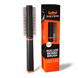 Men's Round Beard & Hair Brush - Suitable for Blow Drying, Shower Use, Styling Beards, Hair & Curls, Bristles Stay Secure, Ideal Gift for Men