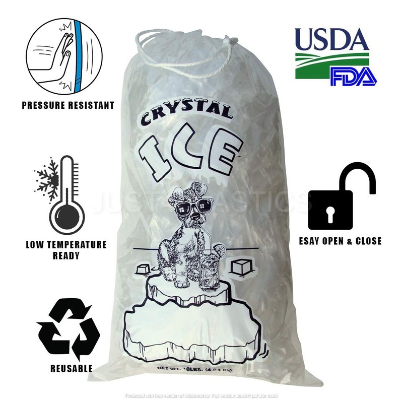 Ice Bags with Drawstring Heavy Duty Commercial Grade (8 lb