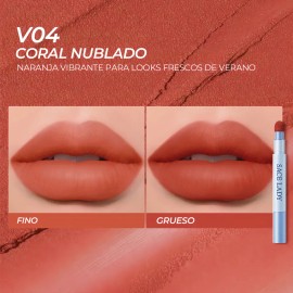 SACE LADY Labiales Air Cushion Mate Larga Super Stay Tint 1.7g dura 12H Color 04 CORAL NUBLADO Multiuso Labios y Mejillas Suave No Transferencias