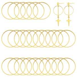 40pcs 40mm Earring Hoops for Jewelry Making,Earrings Beading Hoop Earring Finding Round Beading Hoop Open Bezel Pendant Frame for DIY Crafts Accessories Supplies Women Gifts(Gold)