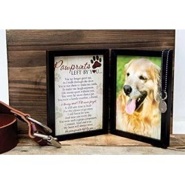 Pawprints Left by You Memorial Gifts Black Dog Memorial Picture Frame With Poem Engravable Tag For Pet Loss Sympathy