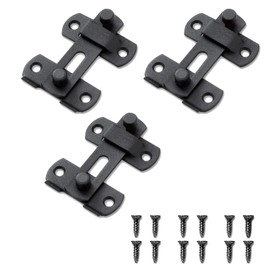 BangBoom 3 Packs Barn Door Lock, Stainless Steel Gate Flip Latch, Antique French Door Lock Hardware for Sliding Cabinet Fence Inside Bi-Fold Closet Bathroom Security (Black)