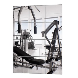 DHARANA Home Gym Mirrors,Set of 12 Glass Mirror Tiles,12'' x 12'' Wall Mounted Mirror,Frameless Full Length Mirror for Gym, Bedroom, Living Room, Bathroom