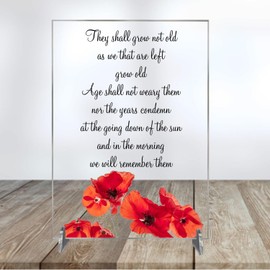 Clear Acrylic 'They Shall Grow Not Old...' Plaque On Stand - Soldier Remembrance Design - Honouring Heroes - Military Memorial Keepsake - Lest We Forget - Commemorative Gift (Design 5)