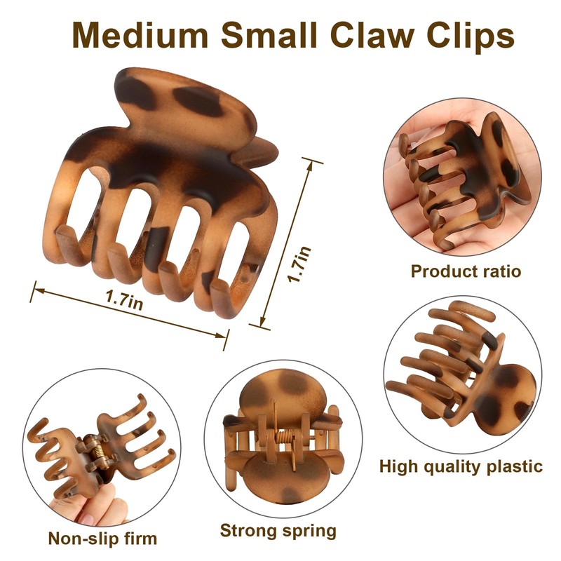 USDNICE Small Matte Hair Claw Clips for Thin Hair, 6