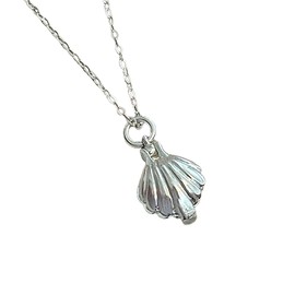 Luck Trader Sterling Silver Seashell Pendant Necklace, Pearl Oyster Design, 925 Stamped