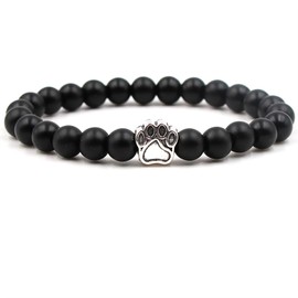 Turquoise Bracelet for Women 8 MM Natural Stone Beaded Bracelet Yoga Healing Crystal Bracelets Paw Print Charm Bracelet Black Obsidian Bracelet Birthday Gifts