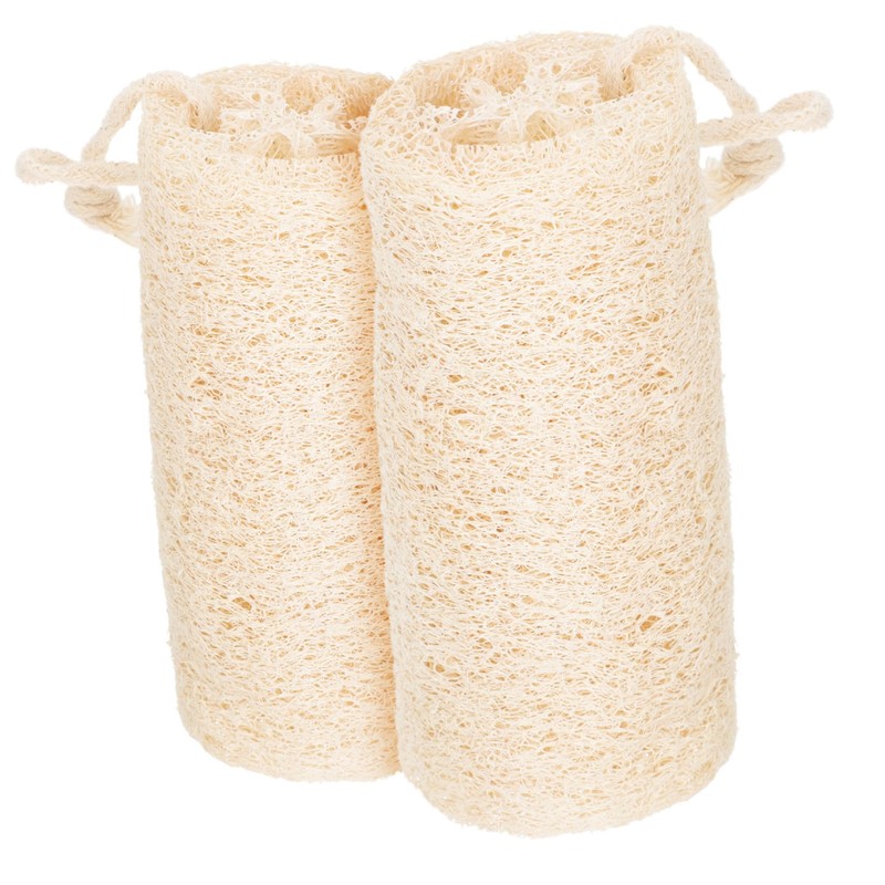 WOONEKY 2Pcs Natural Loofah Sponge Scrubber Lightweight Versatile Kitchen Cleaning