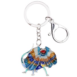 DOWAY Enamel Cute Lizard Gecko Keychain Keyring Charm for Handbags Purses Bags Belts Decor Gift (Arctic Frilled Lizard)