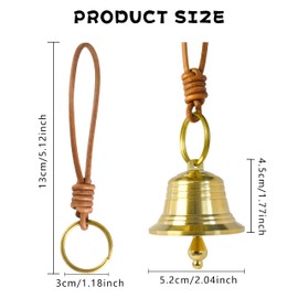 LIKAGI Vintage Hanging Bell for Door Knob, Small Brass Bell for Home, Christmas, Garden Decoration (Gold)