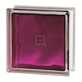 Quality Glass Block 7.5 x 7.5 x 3 Brilly Wave Ruby Color Glass Block