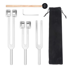 Tuning Forks for Healing Set - 128Hz 256Hz 512Hz Sound Healing Instruments with Mallet & Pouch, Tuning Fork for Energy Balance Yoga, Frequency Generator & Reiki Supplies