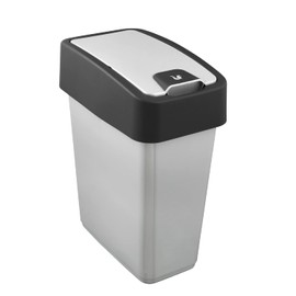 keeeper Premium Waste Bin with Flip Lid, Soft Touch, 10 L, Magne, Silver