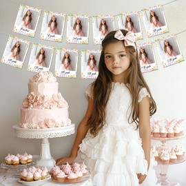 Graduation Photo Banner Wildflower Themed Throughout The Years Photo Cards Graduate Photo Display Banner Congrats Grad Party Decorations Preschool to 12th Grade Picture Card for 2025 Graduation Party