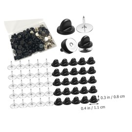 Operitacx 2 Boxes Rubber Pin Buckle Lapel Pin Backs Insignia Clutch Pin Brooch Supply Tie Tack Back Tie Tacks Blank Pins Safety Pin Backs Pin Cap Flat Round Pin Compact Pin Clutch Alloy