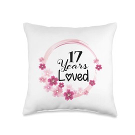 17 Years Loved Funny 17 Years Old Boys Girls 17th Birthday Throw Pillow