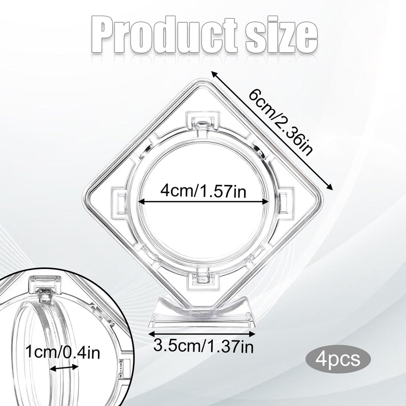 4 Pcs Coin Display Case Stand for Collectors 3D Acrylic