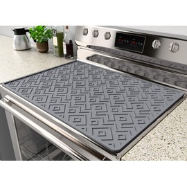 Stove Top Covers for Electric Stove – 28x20 Inch Silicone Heat Resistant Cooktop Protector, Non-Slip Glass & Ceramic Stove Mat, Induction Range Cover, Spill & Scratch Guard, XL Dish Drying Mats