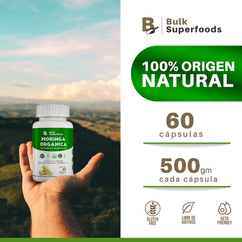 BULK SUPERFOODS | Moringa Pura Organica 100% Natural | 60