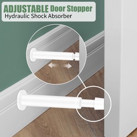 KOLAKO Door Stop Stainless Steel Door Stopper Anti-Collision Doorstops for Skirtings White Door Holder with Rubber Bumper Tip Wall Protector Spring Cushion Door Stopper Metal Door Catch 4 Pack