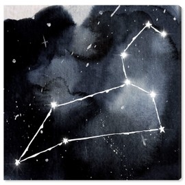The Oliver Gal Artist Co. Inspirational Spiritual Wall Art Canvas Prints 'Leo Constellation' Home Décor, 20" x 20", Black, White