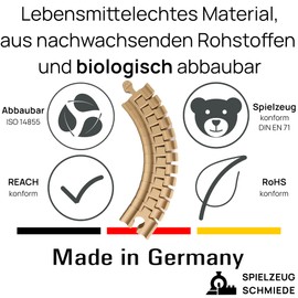 Flexible Rail for Wooden Railway - Length 18 cm, Compatible with Brio & Co. (Pack of 2)